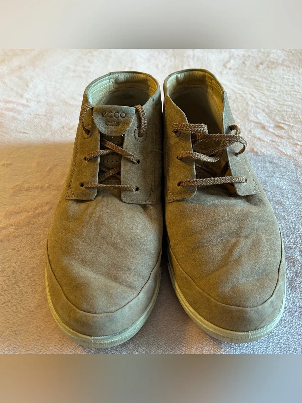 Ecco tan low cut tie leather ankle boots size 40, 9-9.5 casual comfort